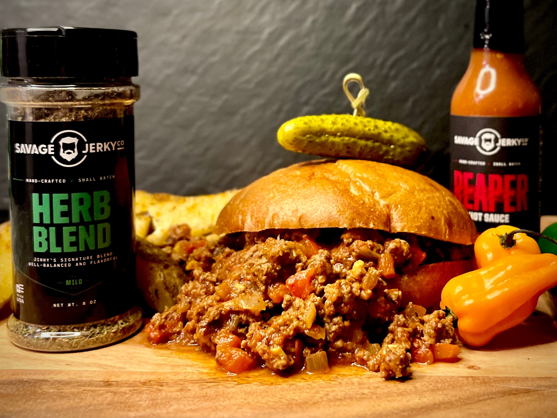 Savage Spicy Sloppy Joes and Crispy Herb Potato Wedges