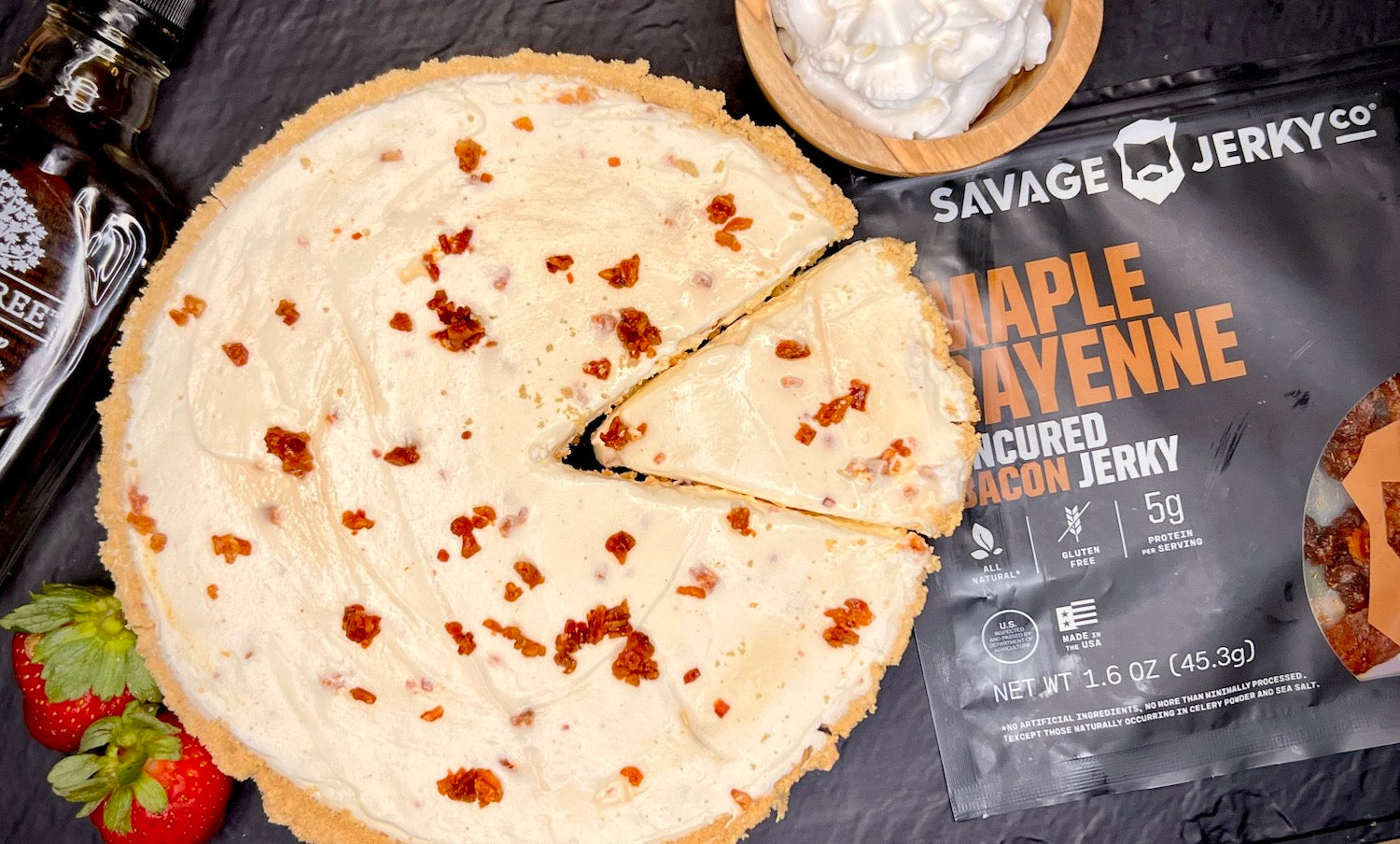 Maple Cayenne Bacon No-Bake Cheesecakse