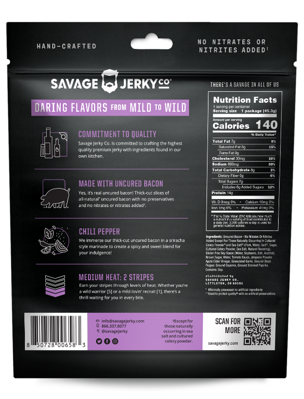 chili pepper bacon jerky packaging back